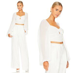 New! For Love And Lemons White Trisha Crop Top Size XS 2641